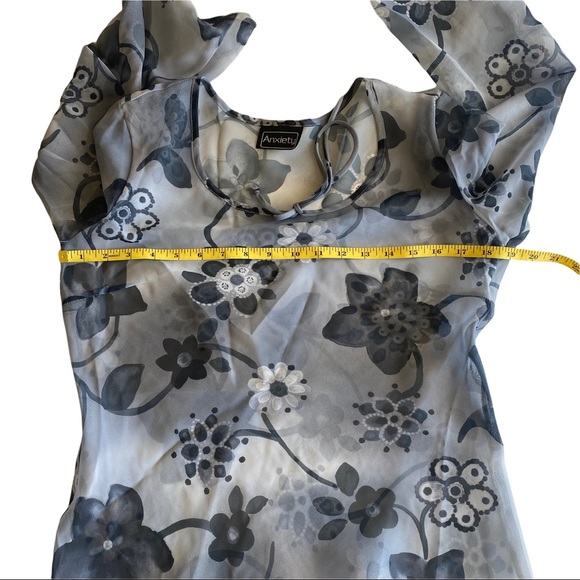 Anxiety Vintage 90s Sheer Flowy Boho Long Sleeve Blouse Top - Picture 8 of 12